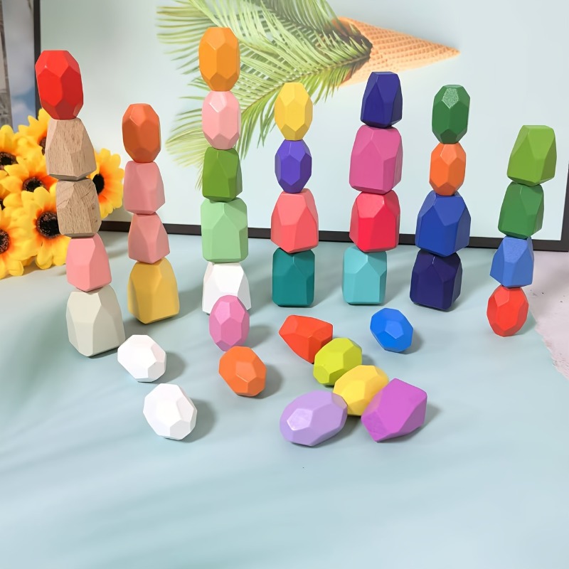 Party Games Easter For Kids - 20 adet Ahşap İstiflenebilir Denge Taşları